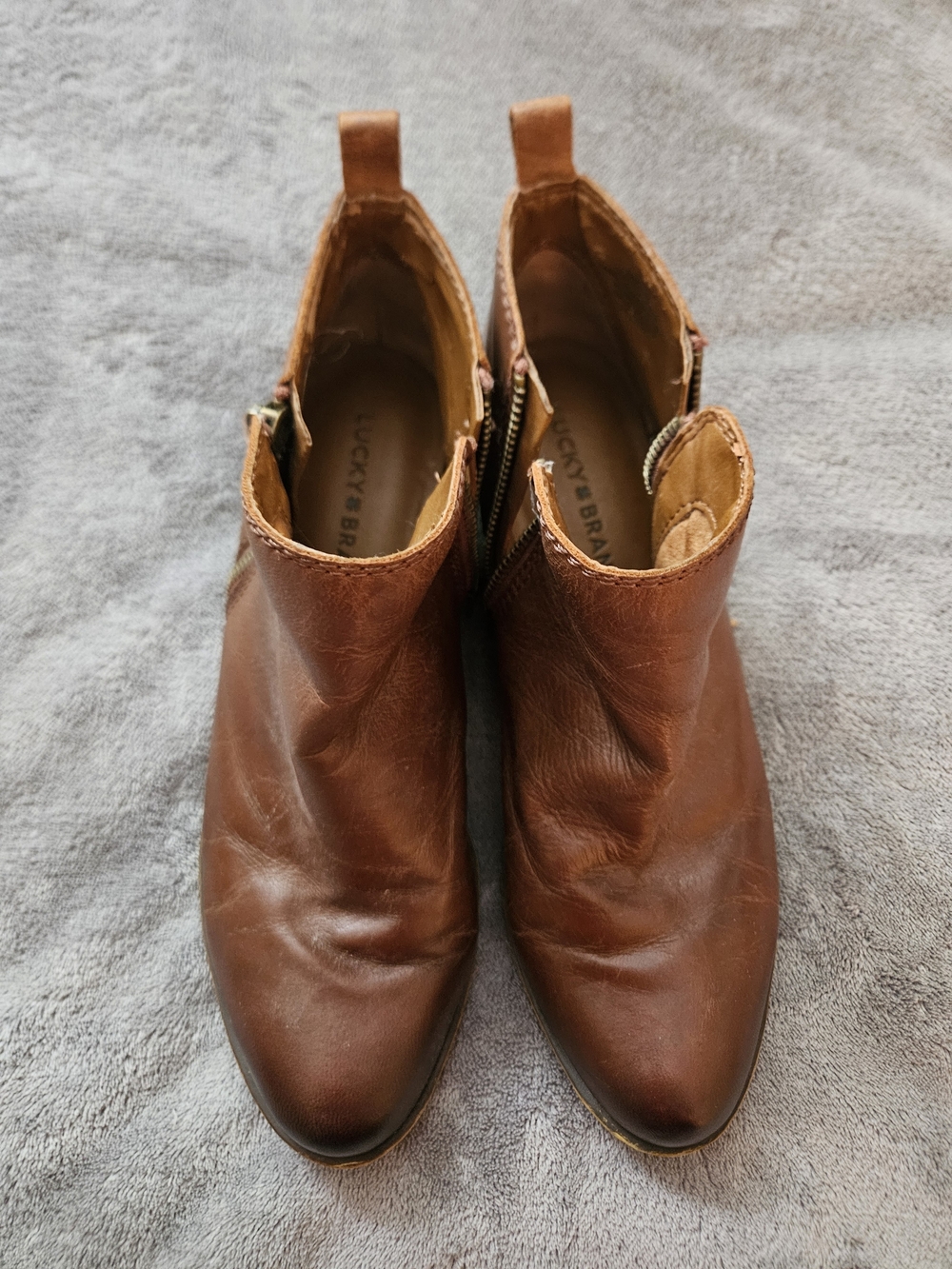Lucky Brand Cognac Brown Leather Ankle Booties